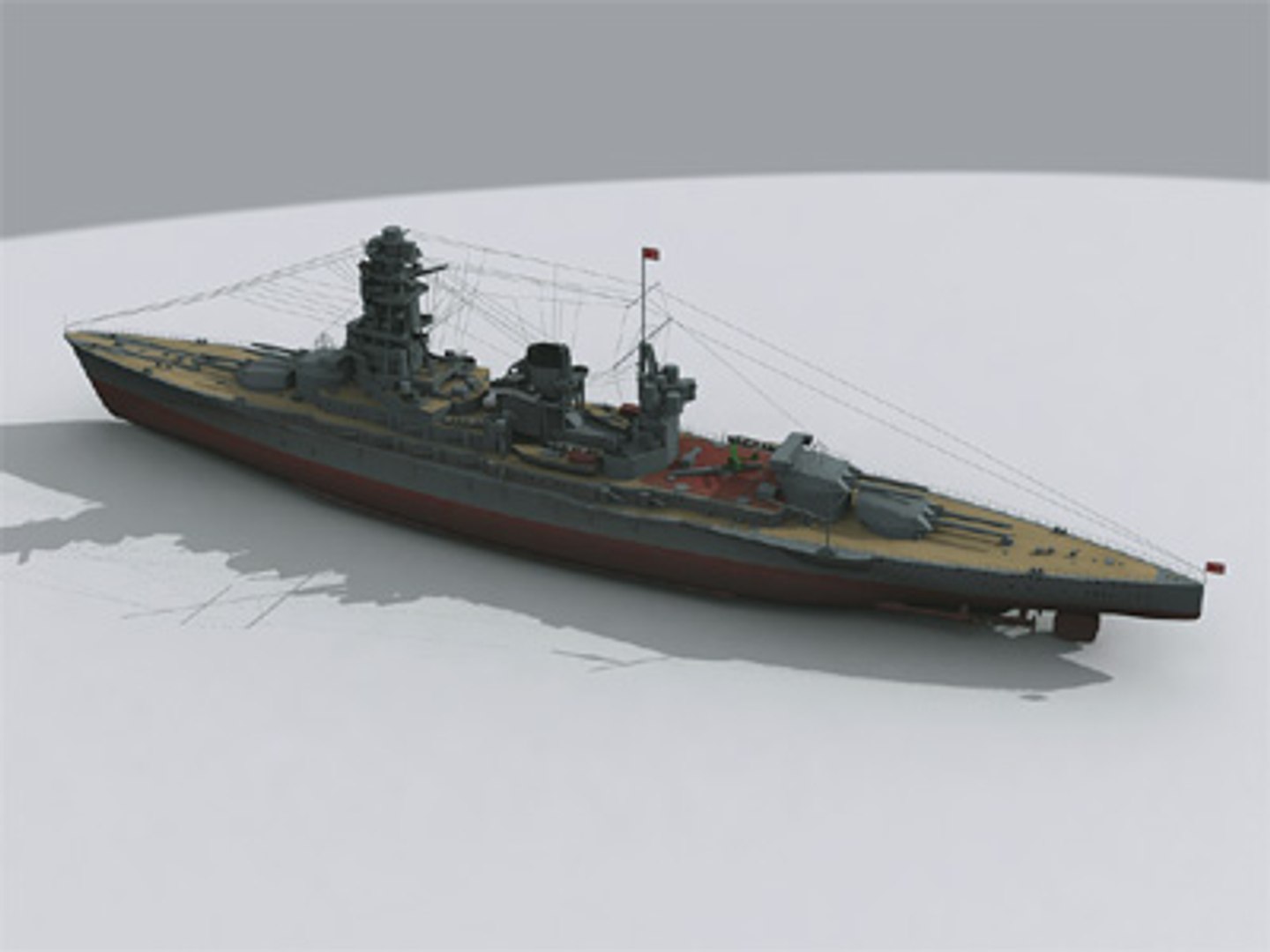 Nagato Battleship Navy Ship 3d Model