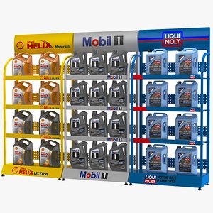 Full Detailed Motor Oil Bottles Rack
