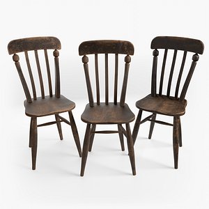 Old Wooden Chairs - Oak Wood Dining Chair - Stained Aged