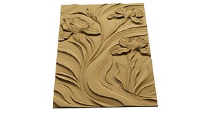 3D Modern floral Relief Panel Wall Decor Set STL Mural CNC 334 model
