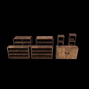 Medieval furniture set 3D model