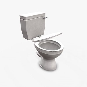 3D Old Bathroom Toilet Low-poly PBR model