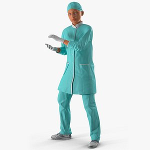 Female Surgeon Doctor Woman Rigged for Cinema 4D 3D model
