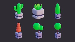 Low Poly Stylized Potted Plant 3D model