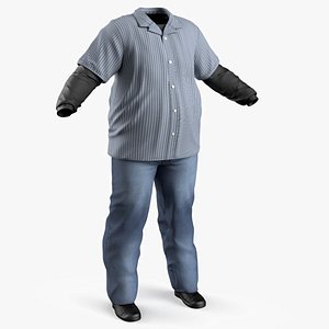 Plus Size Teen Outfit with Jeans and Shirt 3D model