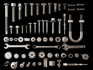 Industrial Fasteners Hardware And Mechanical Component Set 3D model