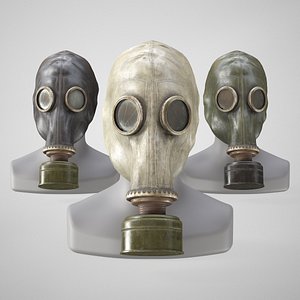 Realistic Gas Mask - Old Soviet Gasmask - 3 Color Variations model