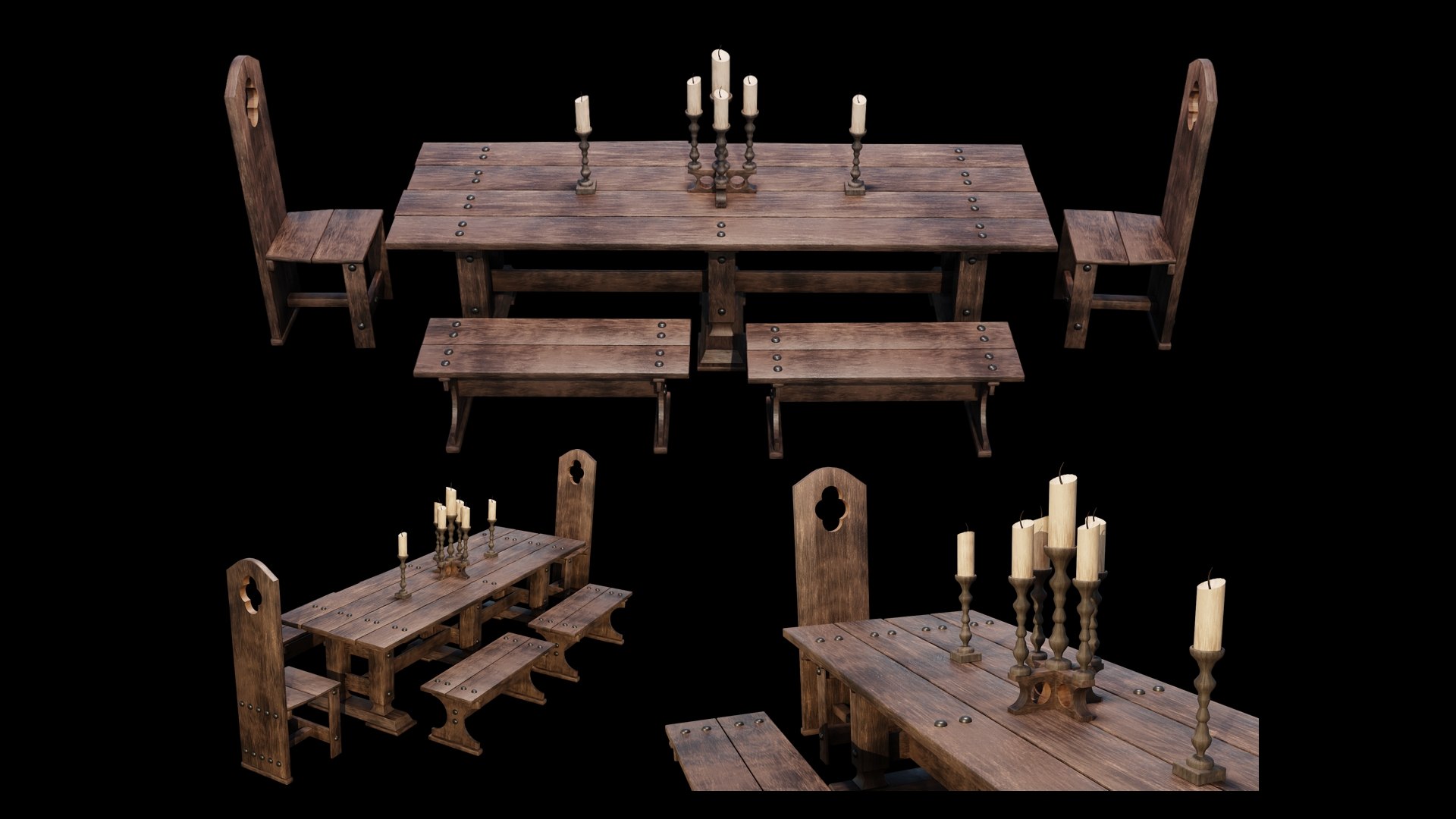 3D model PBR WOOD FURNITURES Asset 01 4K Textures Game Ready