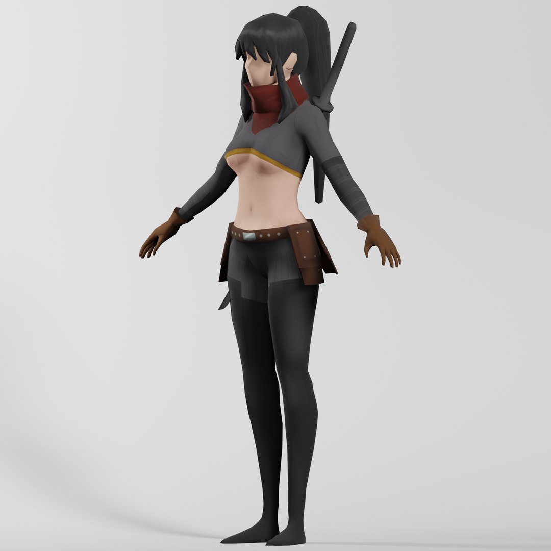 Low Poly Rigged Female Assassin Character Stylized Cartoon 3D Model ...