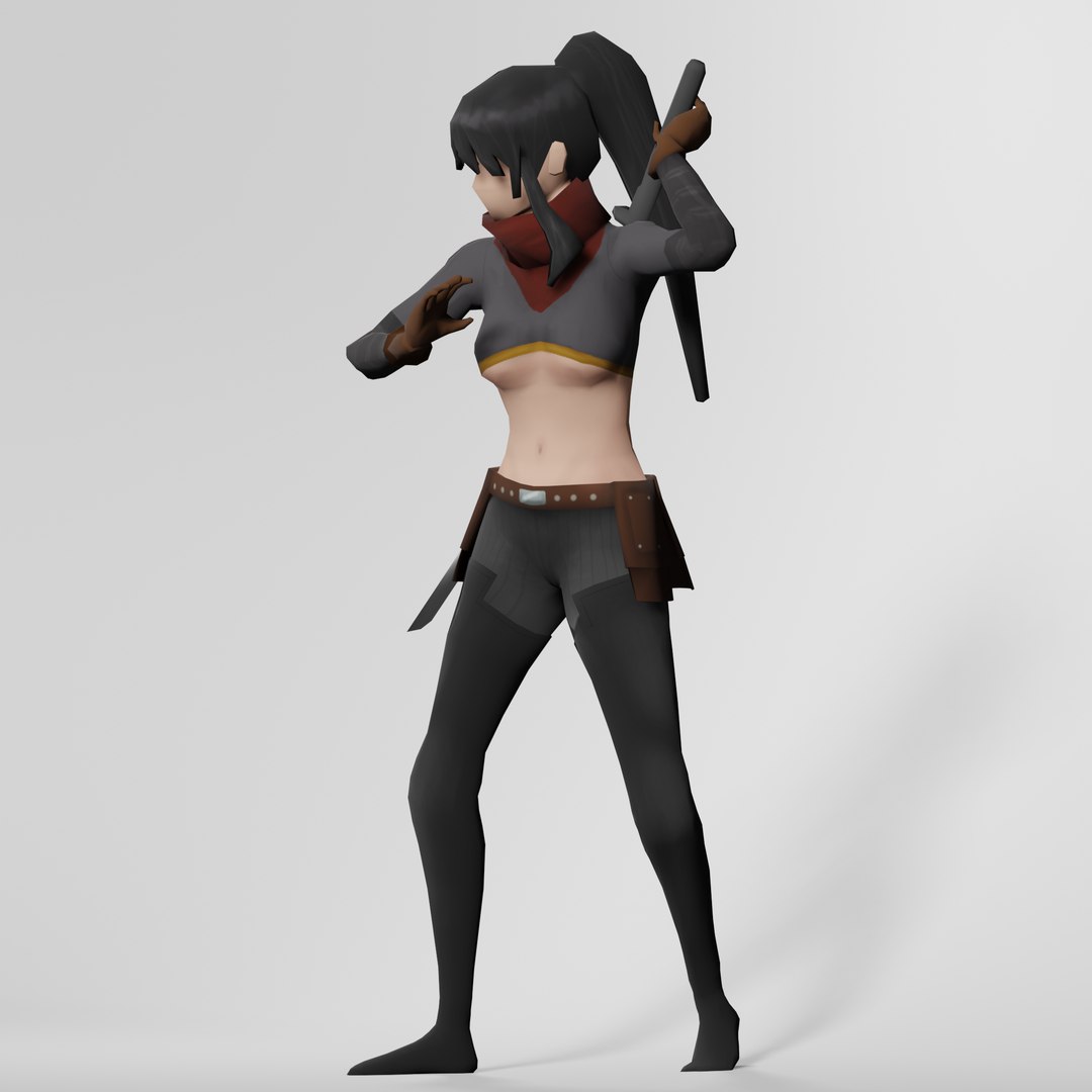 Low Poly Rigged Female Assassin Character Stylized Cartoon 3D Model ...