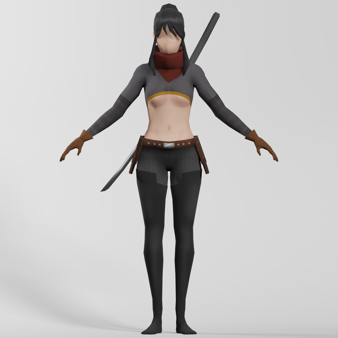 Low Poly Rigged Female Assassin Character Stylized Cartoon 3D Model ...
