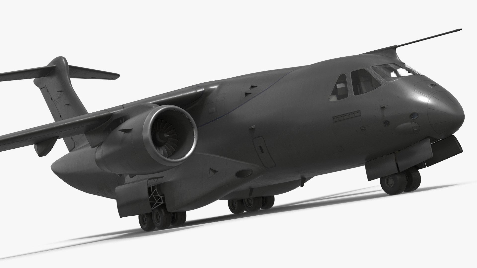 Tactical Transport Aircraft Black Simplified 3D model preview