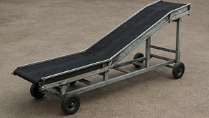 Mobile Conveyor Belt 3D Model Industrial Material Handling Equipment