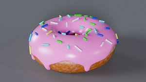 Pink Donut 3D Model StemCell UV 4K PBR Textures