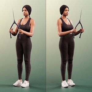 3D model 11406 Micaela - 4 Texturevariations - Black Woman Doing Sport