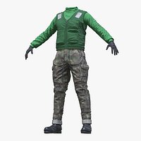 Naval Technician Outfit with Safety Vest Green