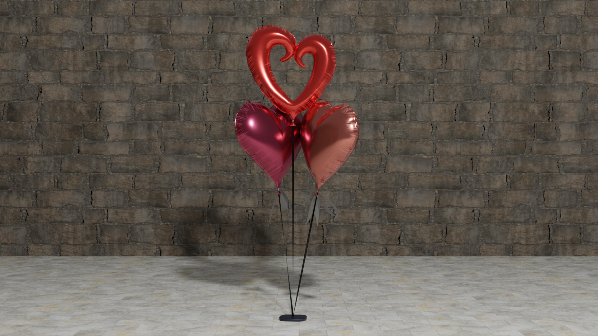Heart Shape Valentines Day Balloons Low-poly PBR Low-poly 3D Model 3D ...