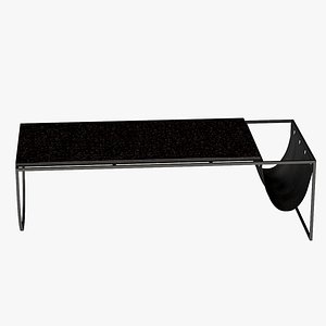 Bolia Piero Coffee Table Black Marble Top with Leather Side Storage
