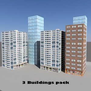 pack 3 buildings 3d lwo
