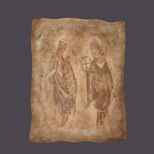 Worn Medieval Paper with Figures
