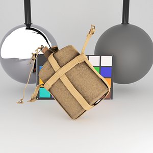 3D equipped military flask model