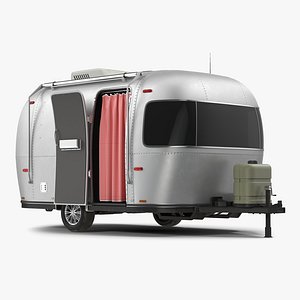 Retro Air Stream Recreational Vehicle Rigged 3D Model