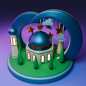 simple 3d stylized ramadan icon