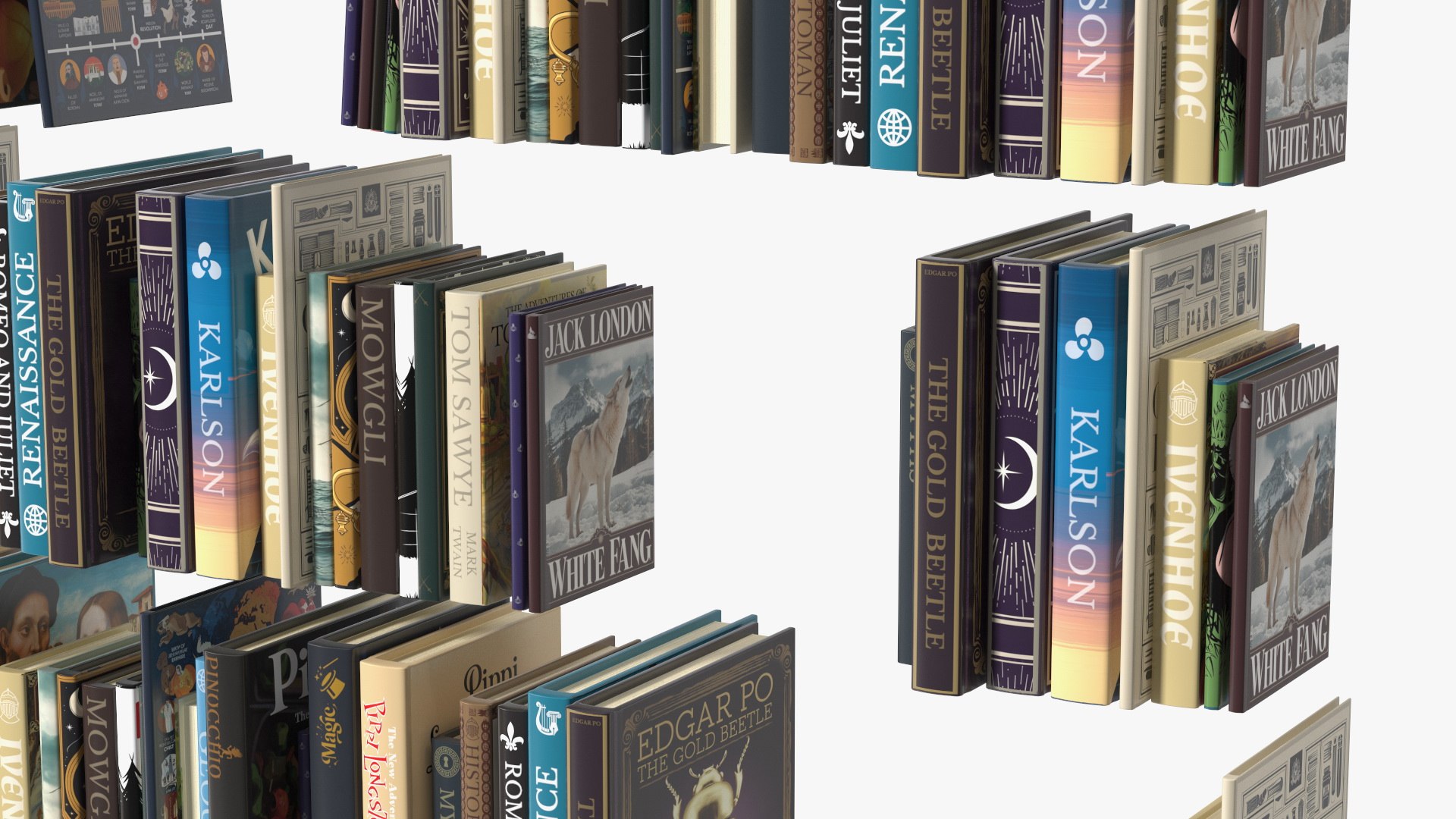 3D Bookcase With Books Model - TurboSquid 2319918