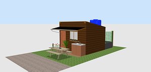 hovel hut wood house Cabana base model