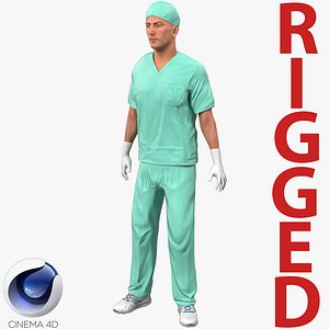 male surgeon caucasian rigged 3d model