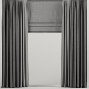 curtains dark roman 3D