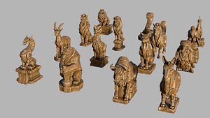 Lowpoly Stylized Wooden Animal Set