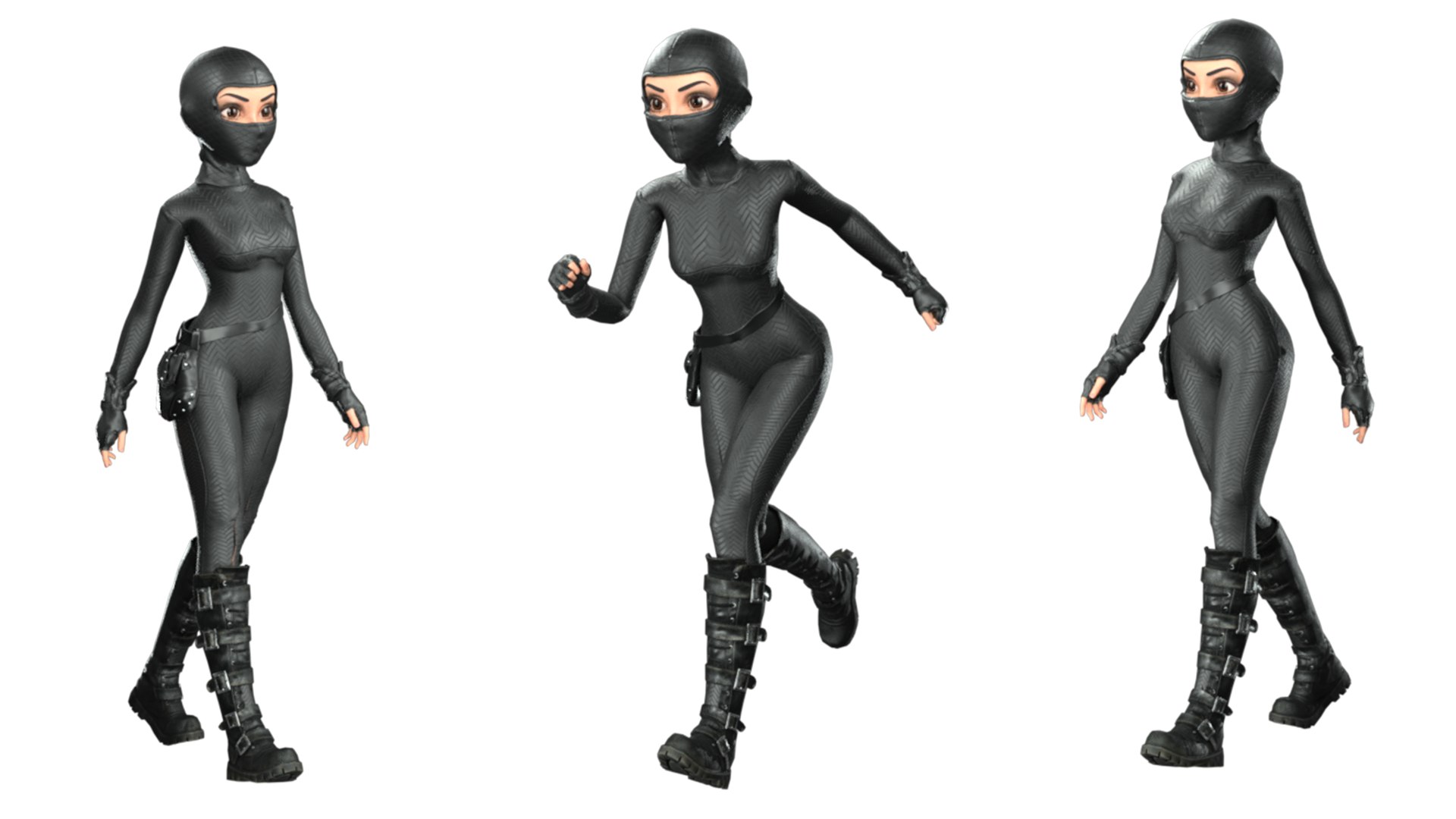 3D Cartoon Rigged Bad Girl Thief Character 3D Model - TurboSquid 2236945