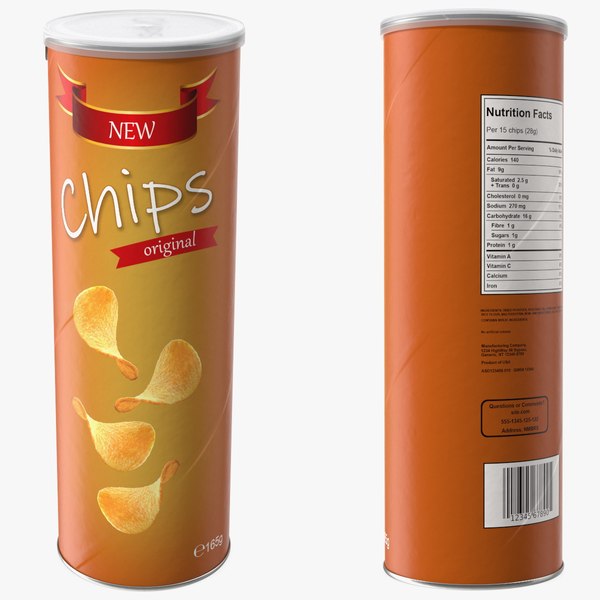Potato Chips in Tube Package 3D