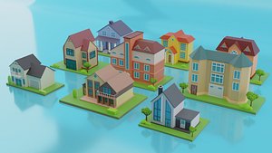 3D Low Poly Houses model