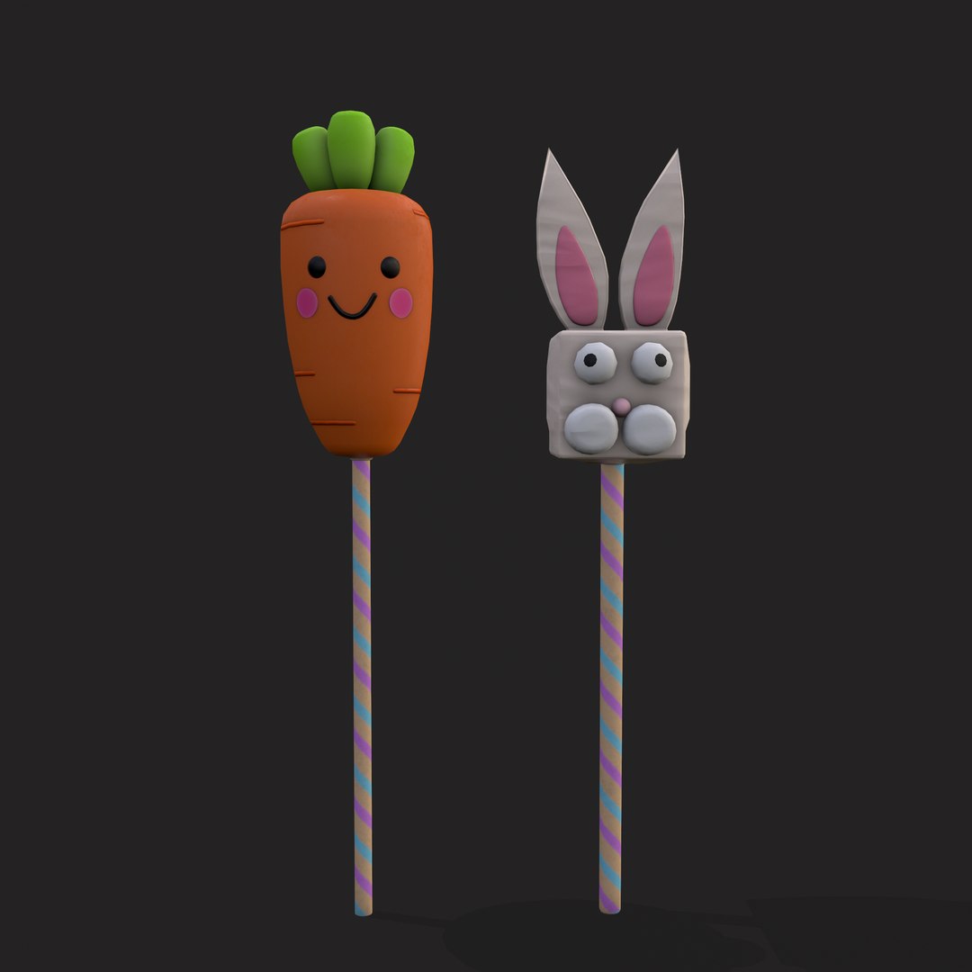 3D Rabbit And Carrot Cake pops https://p.turbosquid.com/ts-thumb/W4/a7FvVo/07/5/png/1650150292/1920x1080/fit_q87/2a044728f7496c834d42c5b0b23fc1d26da8178b/5.jpg