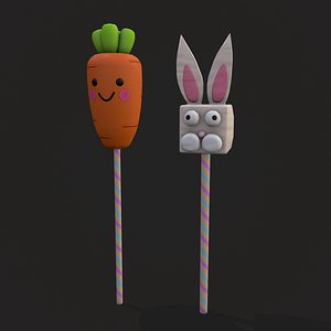 3D Rabbit And Carrot Cake pops