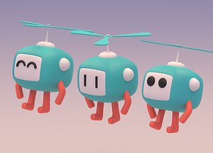 3D lovely cartoon flying robot model