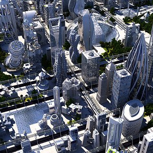 future futuristic architectural 3D model