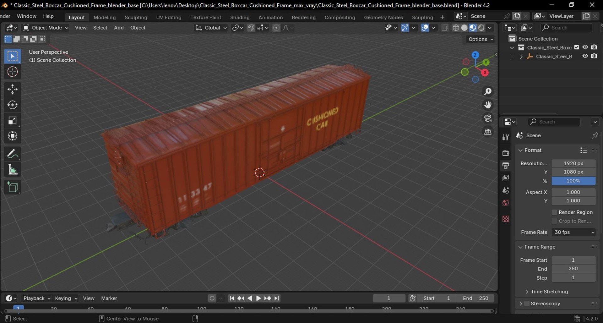 Classic Steel Boxcar Cushioned Frame 3D - TurboSquid 2414800
