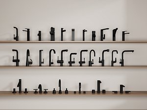 Modern Black Faucet Collection 3D Model 3D model