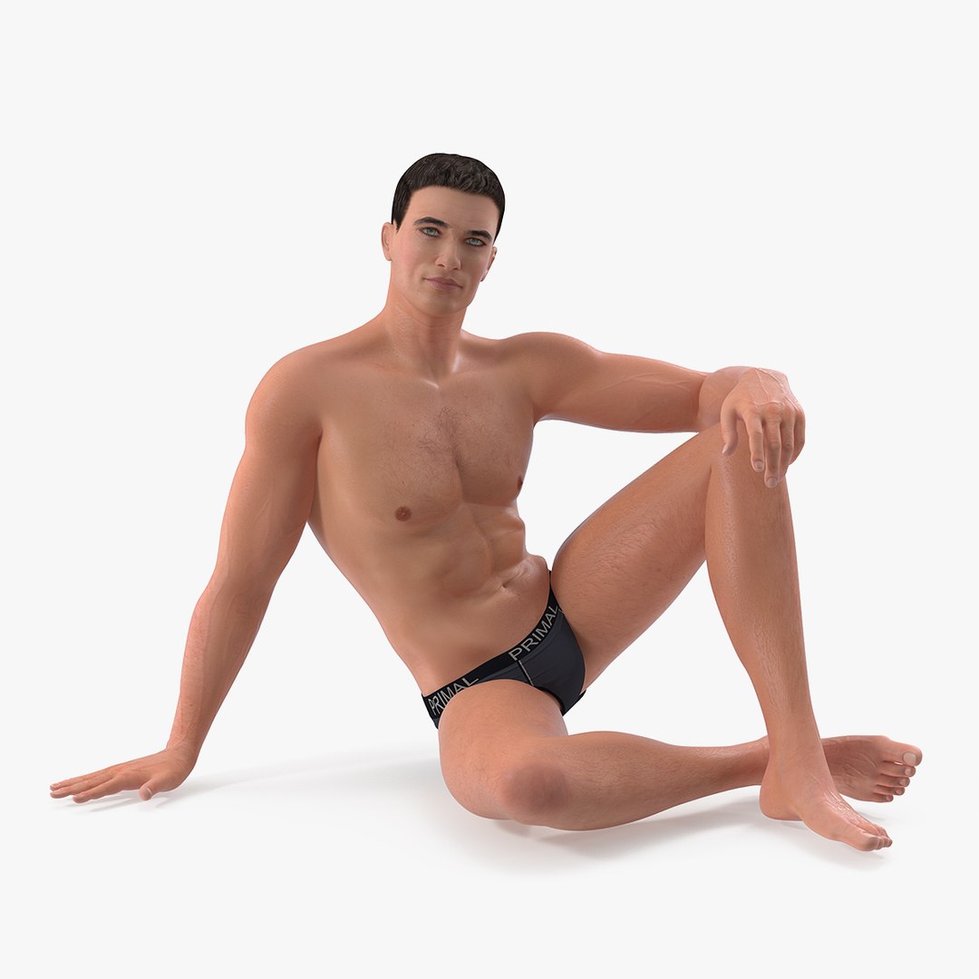 Fitness Man Sitting Pose 3D model preview