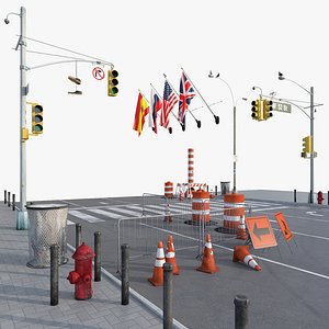 3D model street set signs