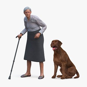 Older Woman with Guide Dog Collection