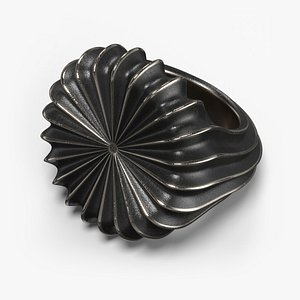 Radial Pleated Ring Oxidized Black