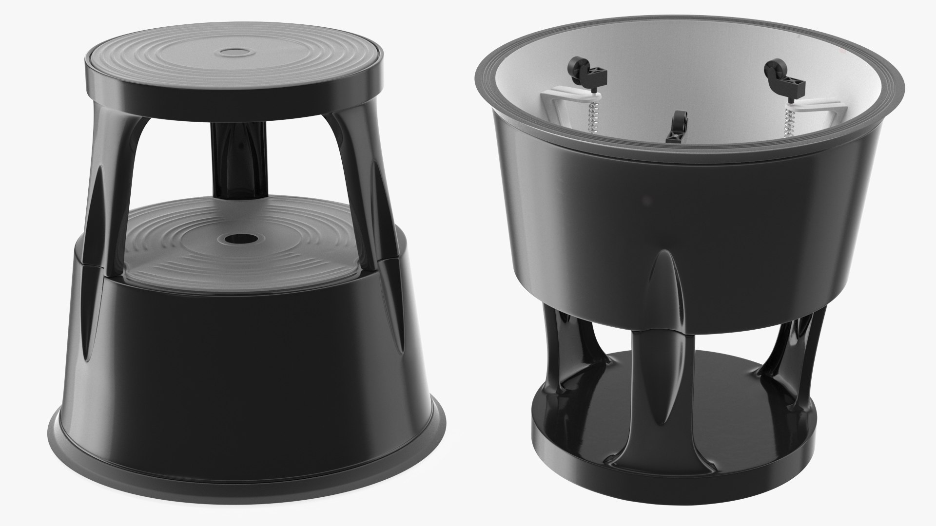 Steel Mobile Kick Stool 3D model preview