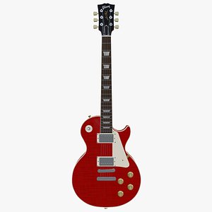 3D Gibson Les Paul Red Flamed Maple Finish Electric Guitar