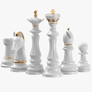 3D model Detailed Chessmen Gold White