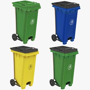 3D Street Plastic Trash Bin 4 in 1