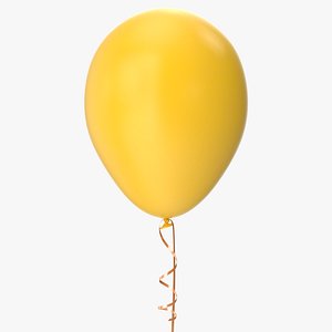 Yellow Balloon with Ribbon 3D model